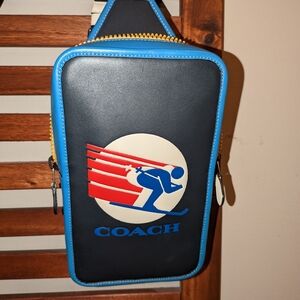 Coach Black Belt Bag with Red and Blue Details
